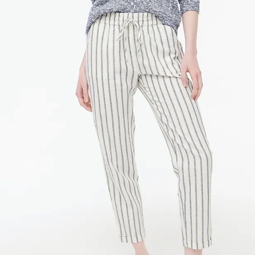 J Crew Slim EOE Lounge Pants Banker Stripe‎ Red White L NWT in packaging